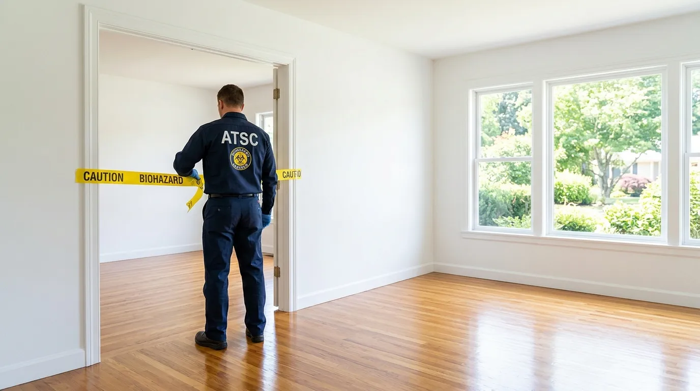 Certified biohazard cleanup crew performing Trauma Scene Cleanup in Hempstead